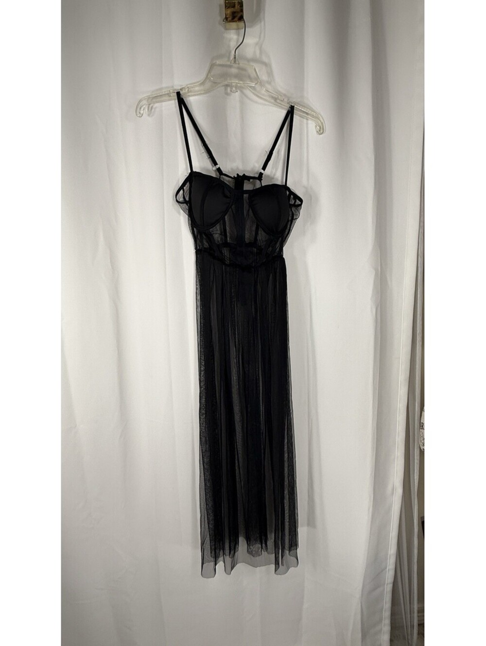 Black Sheer Mesh Corset Fairy Goth Bustier Tulle Gothic Boudoir Y2K Party Gown